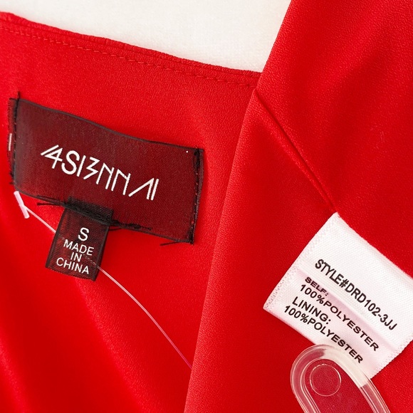 NWOT Red Flutter Strap Ruffle Wrap Midi Dress - Picture 6 of 6